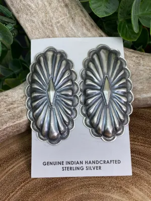 Riley Oval Concho Sterling Earrings