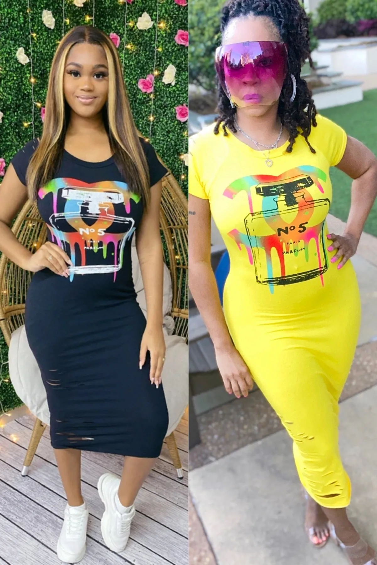 Ripped Fitted Graphic TSHIRT Dress ‼️Multiple Colors