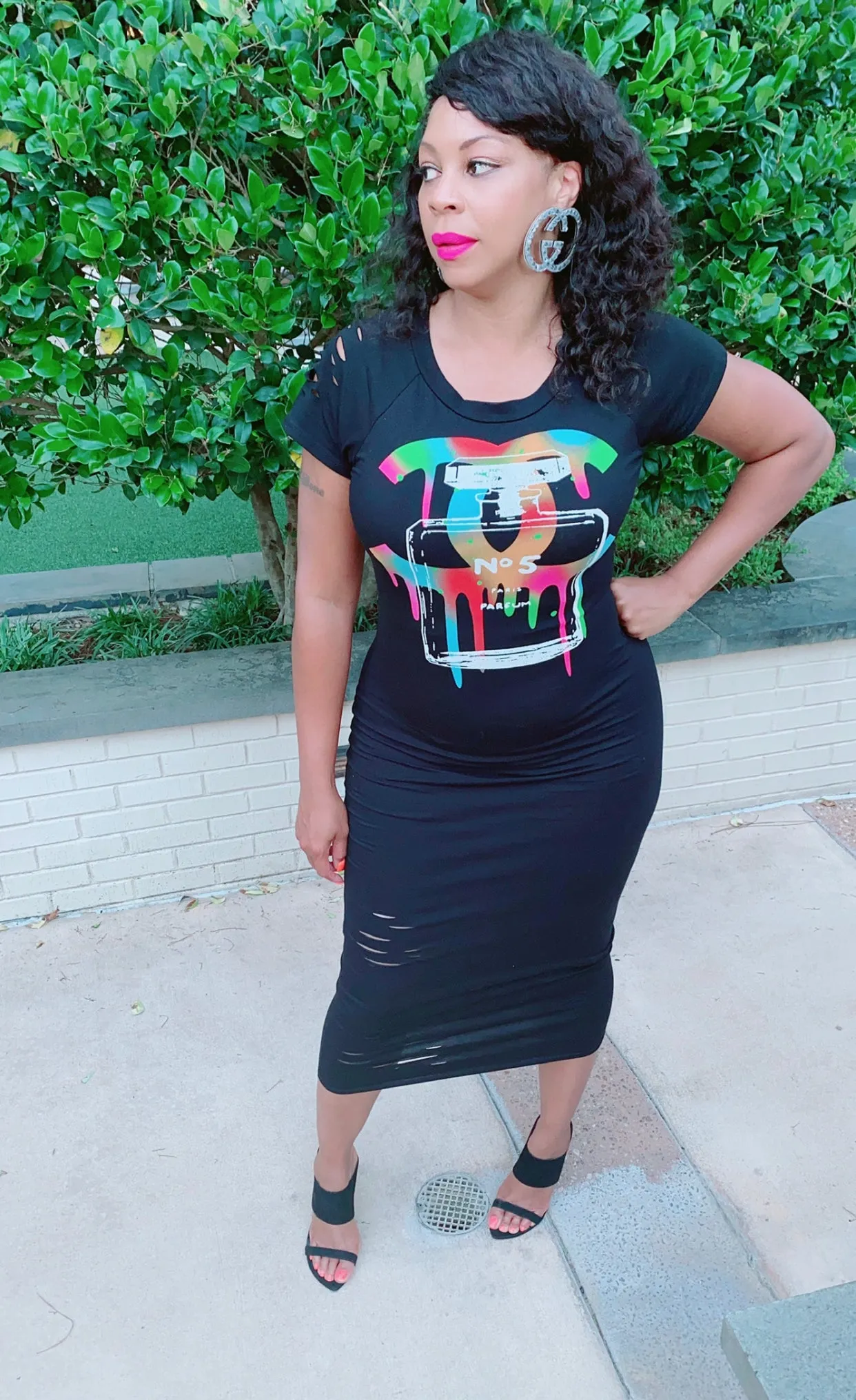 Ripped Fitted Graphic TSHIRT Dress ‼️Multiple Colors