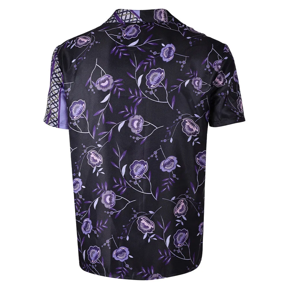 Road House Knox Movie Character Purple Printed Shirt Cosplay Costume Outfits