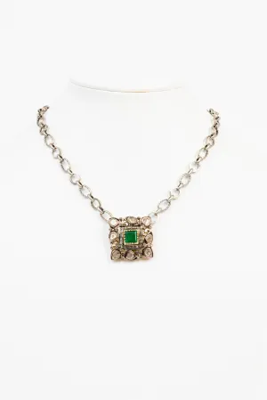 Rose Cut Diamond, Emerald Necklace