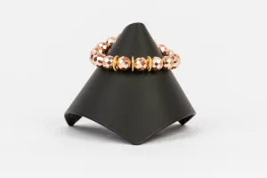 Rose Gold Hematite and White Topaz Rondelle Bracelet