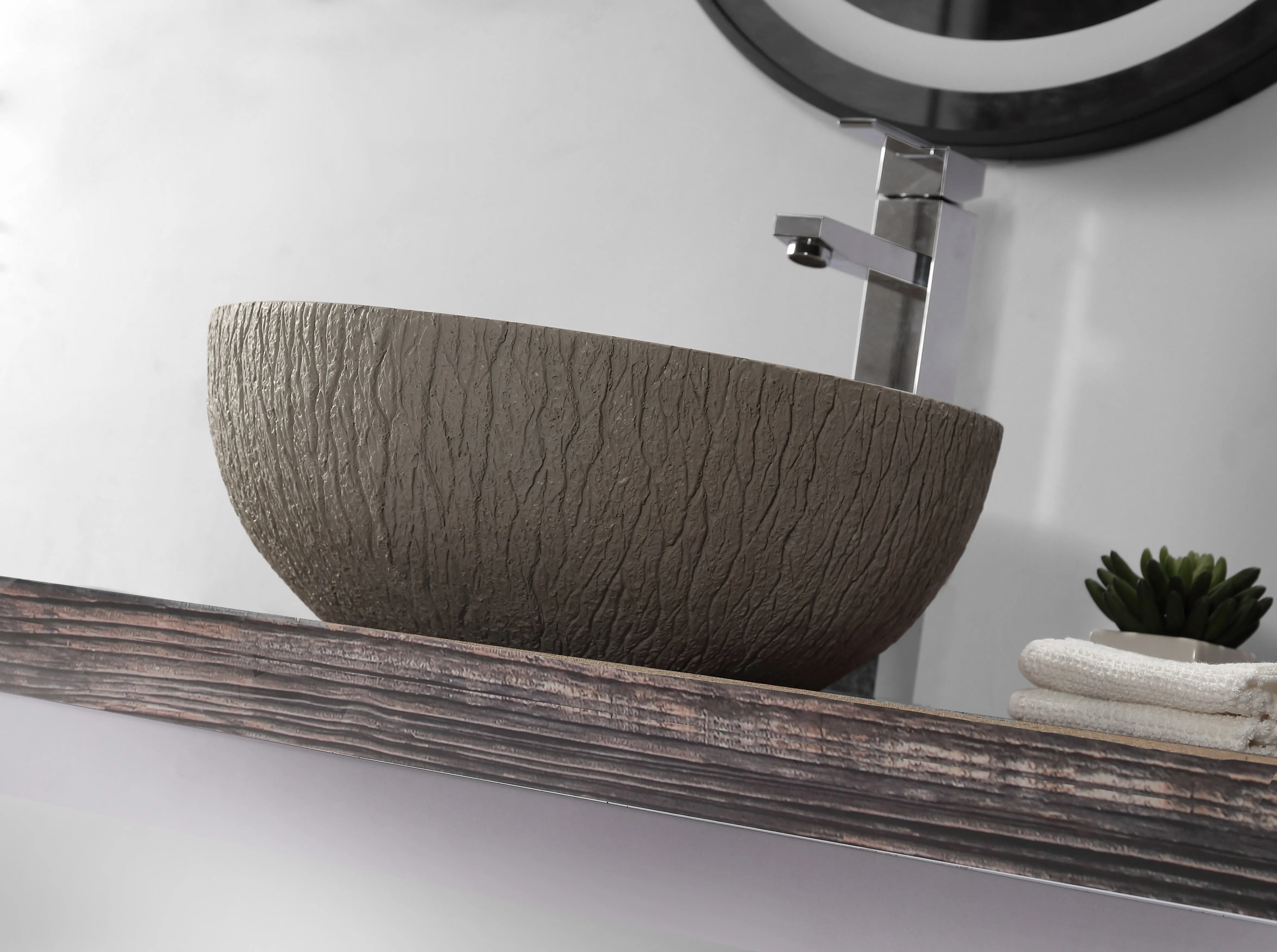 Round Basin w/ Rough Textured Finish - 385mm - B1161