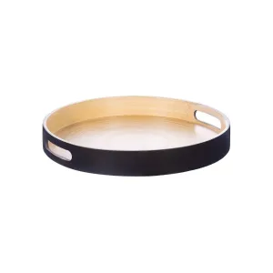 Round Black Tray - Bamboo