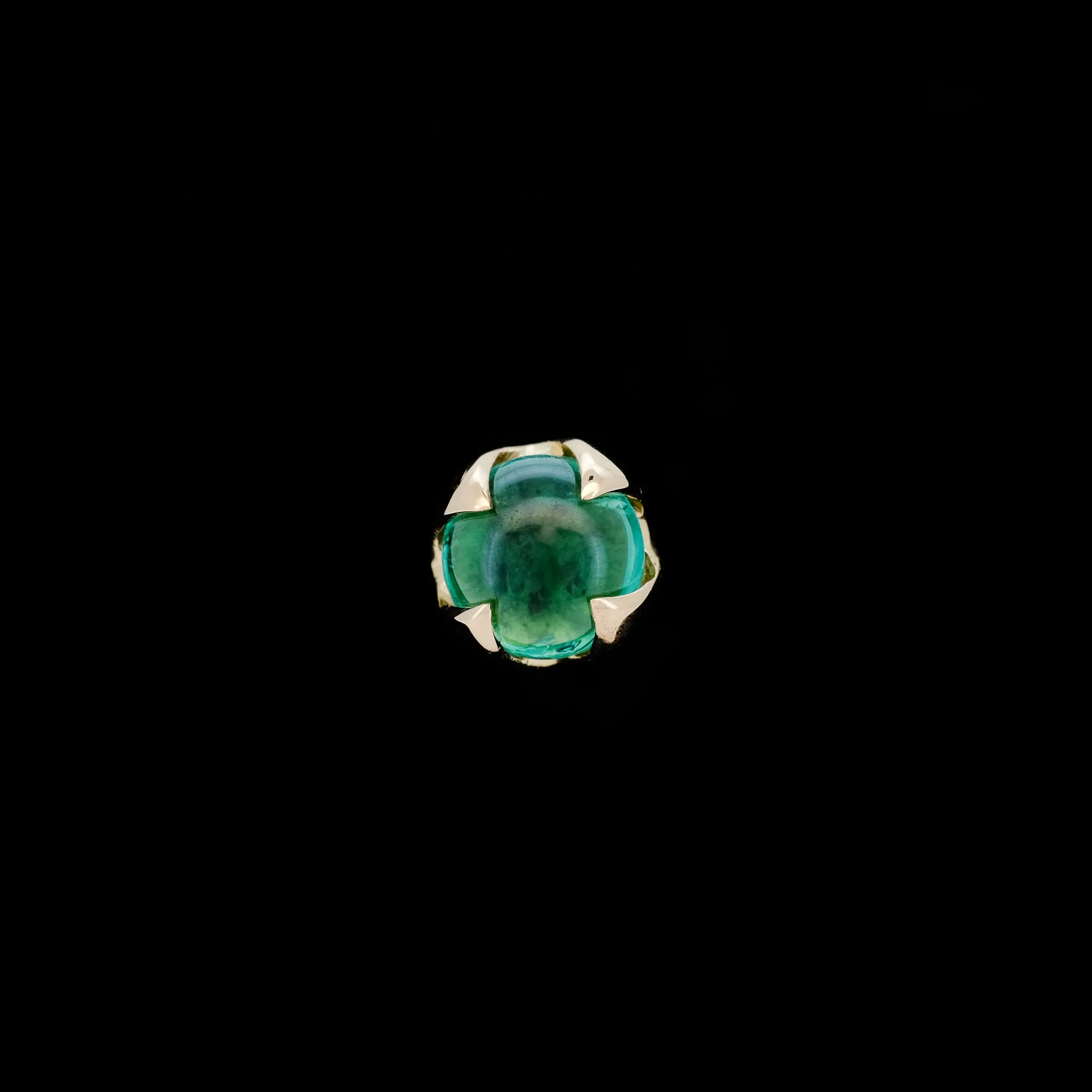 Round Green Tourmaline in Yellow Gold - 14ga threaded