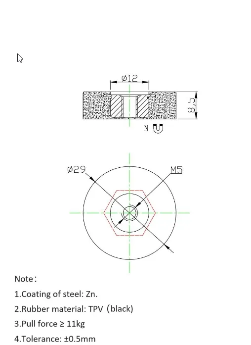 Rubber Coated Magnet - Internal Threaded Hole (Model D)