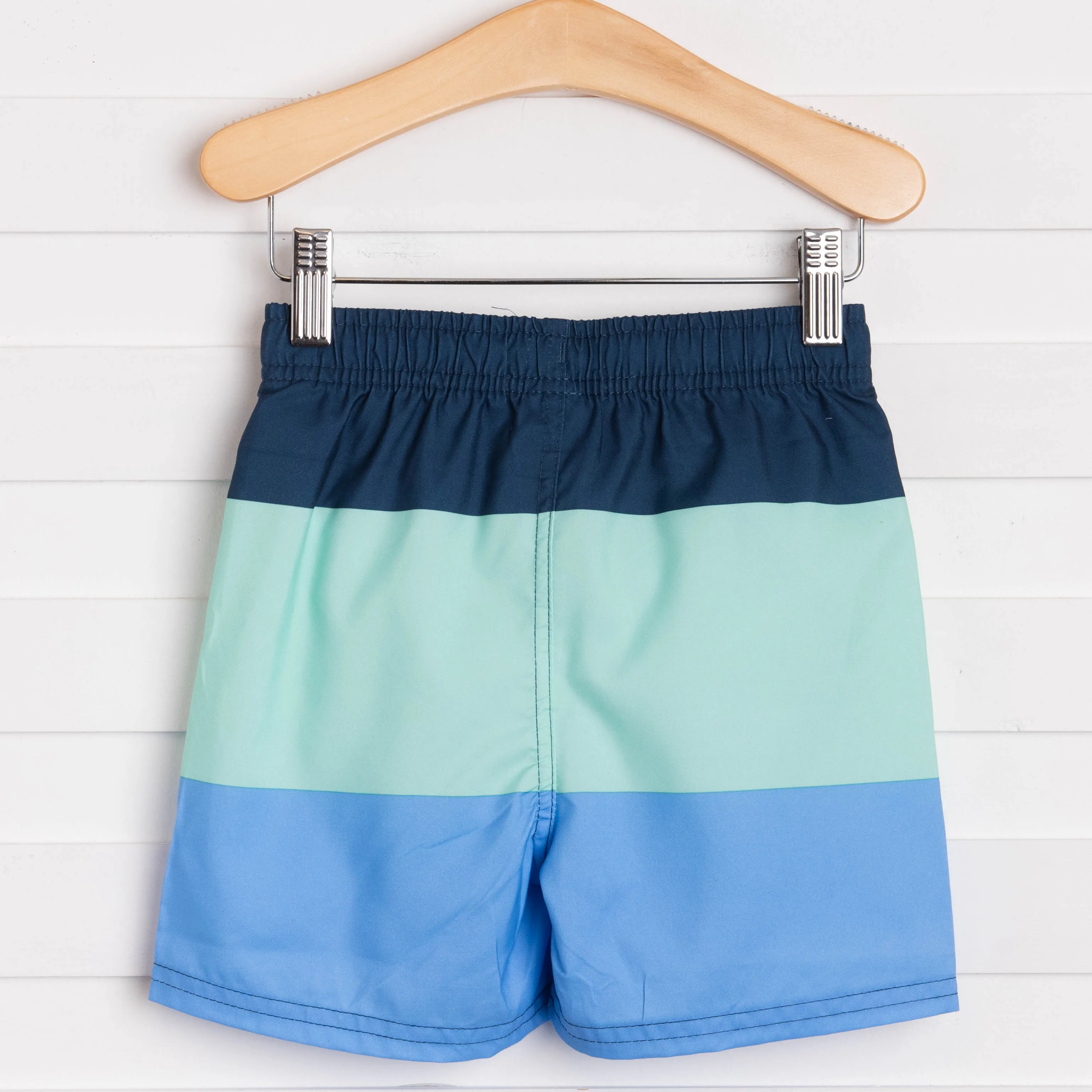 Rugged Butts Mint & Blue Color Block Swim Trunks, Blue
