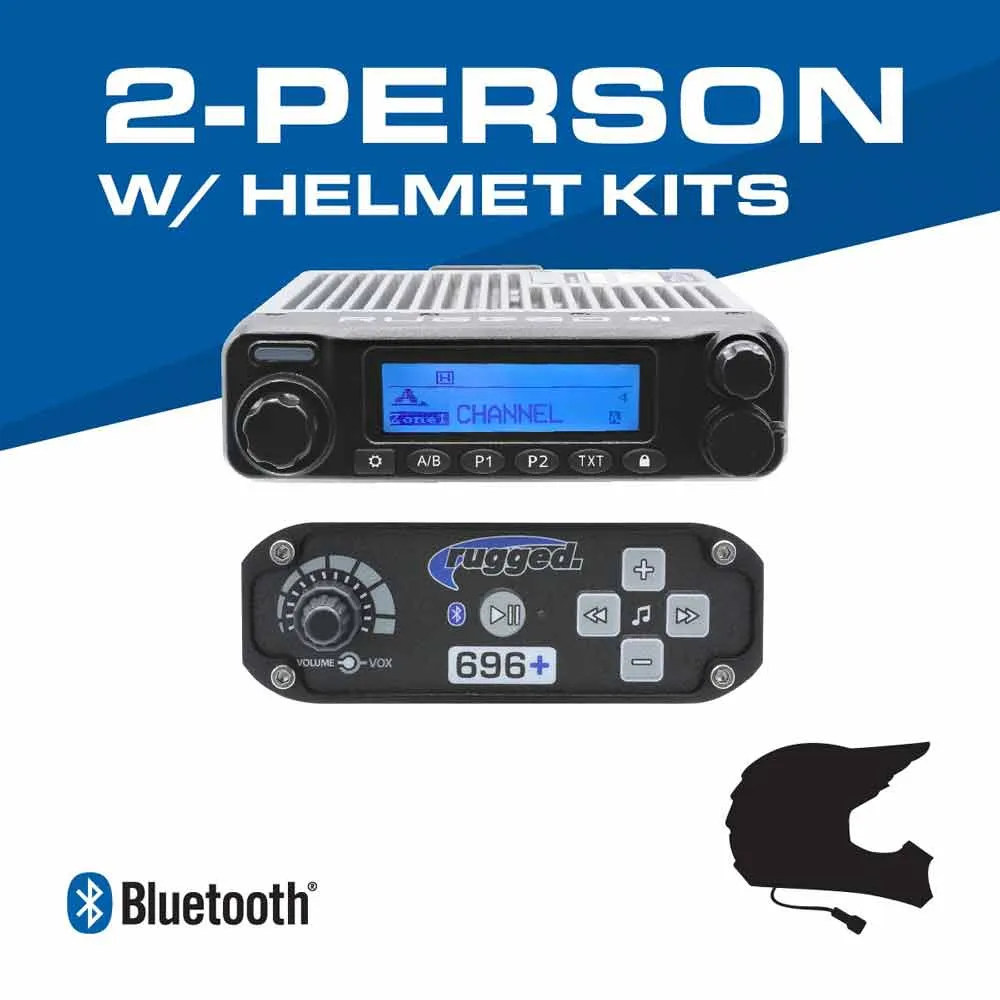 Rugged Radio 2 Person - 696 PLUS Complete Communication Intercom System - with Helmet Kits