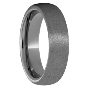 Rugged Tungsten Domed Band with Stone Finish