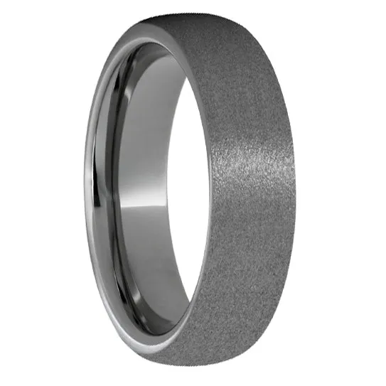 Rugged Tungsten Domed Band with Stone Finish