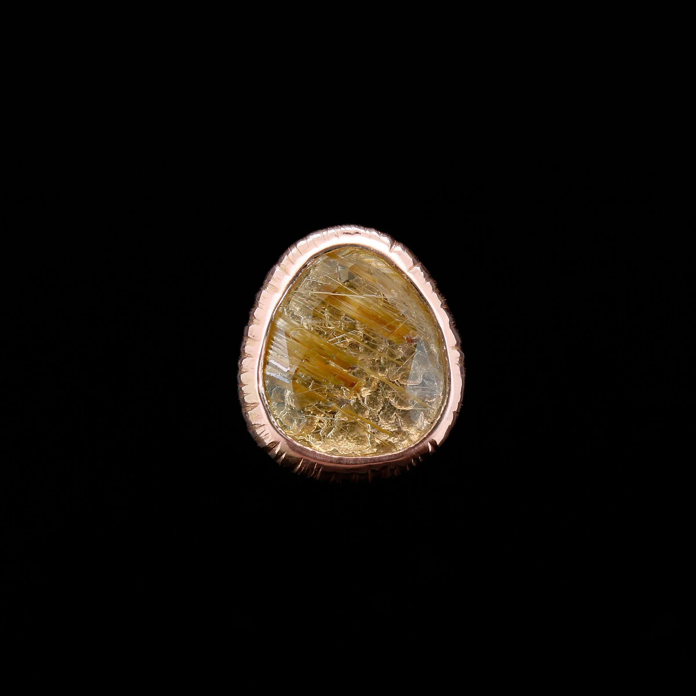 Rutilated Quartz in 14kt Rose Gold "Josey" - 14ga Threaded end