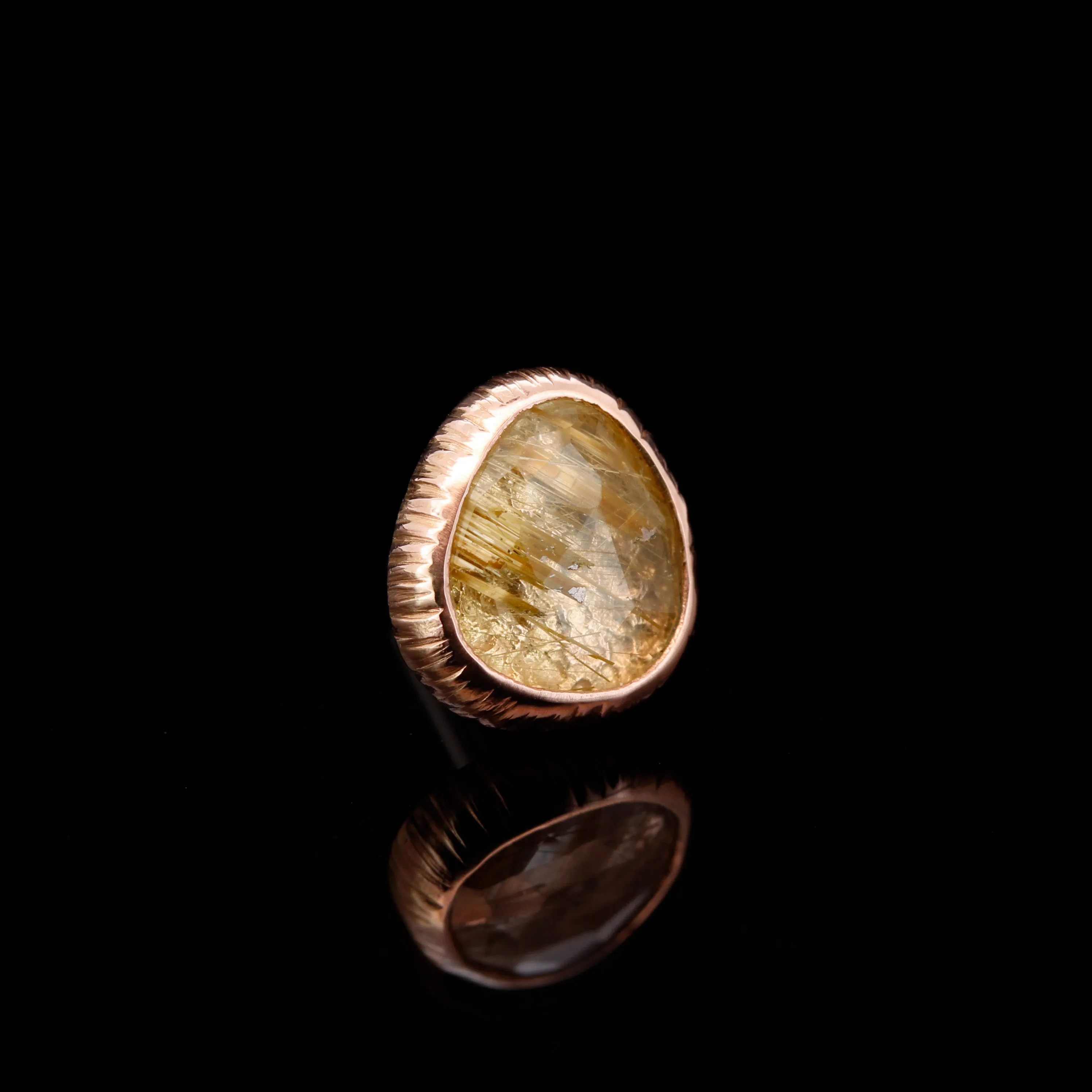 Rutilated Quartz in 14kt Rose Gold "Josey" - 14ga Threaded end