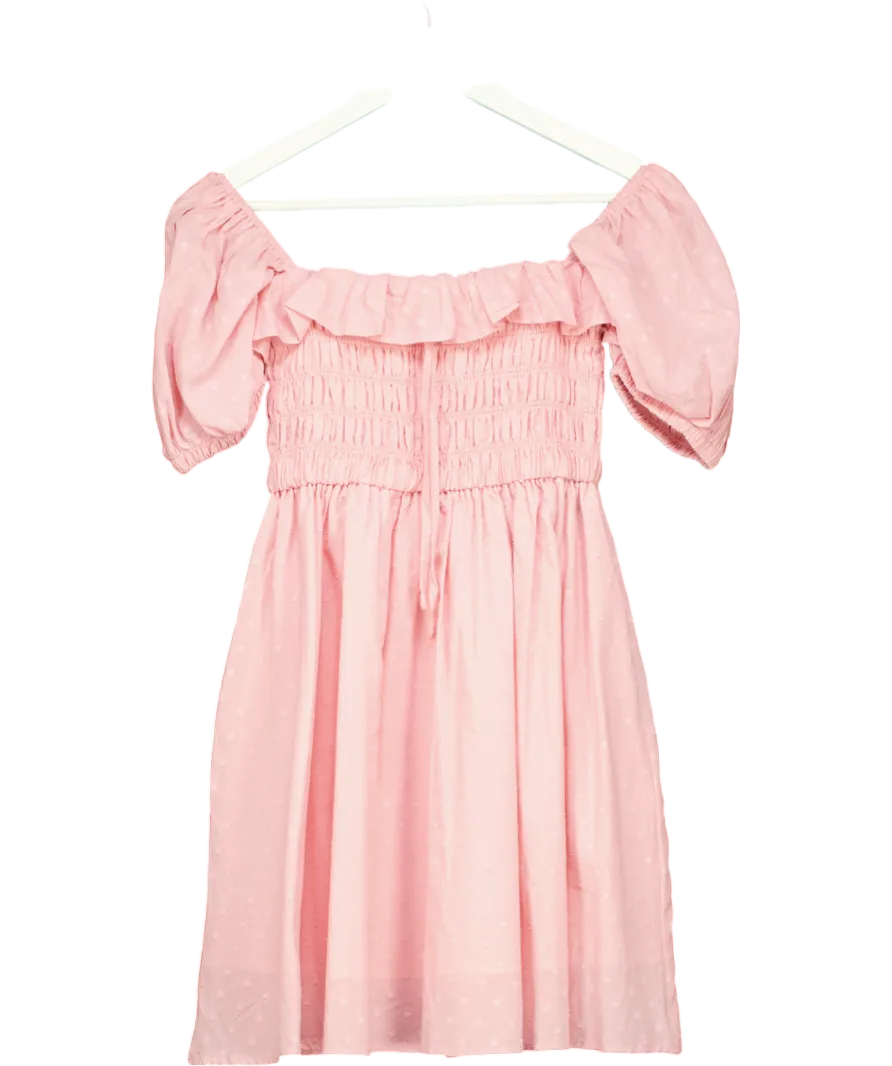R.Vivimos Pink Square Neck Puff Sleeve Josie Dress UK 8