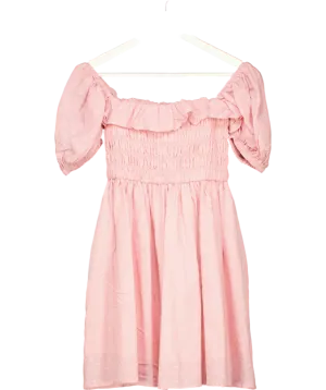R.Vivimos Pink Square Neck Puff Sleeve Josie Dress UK 8