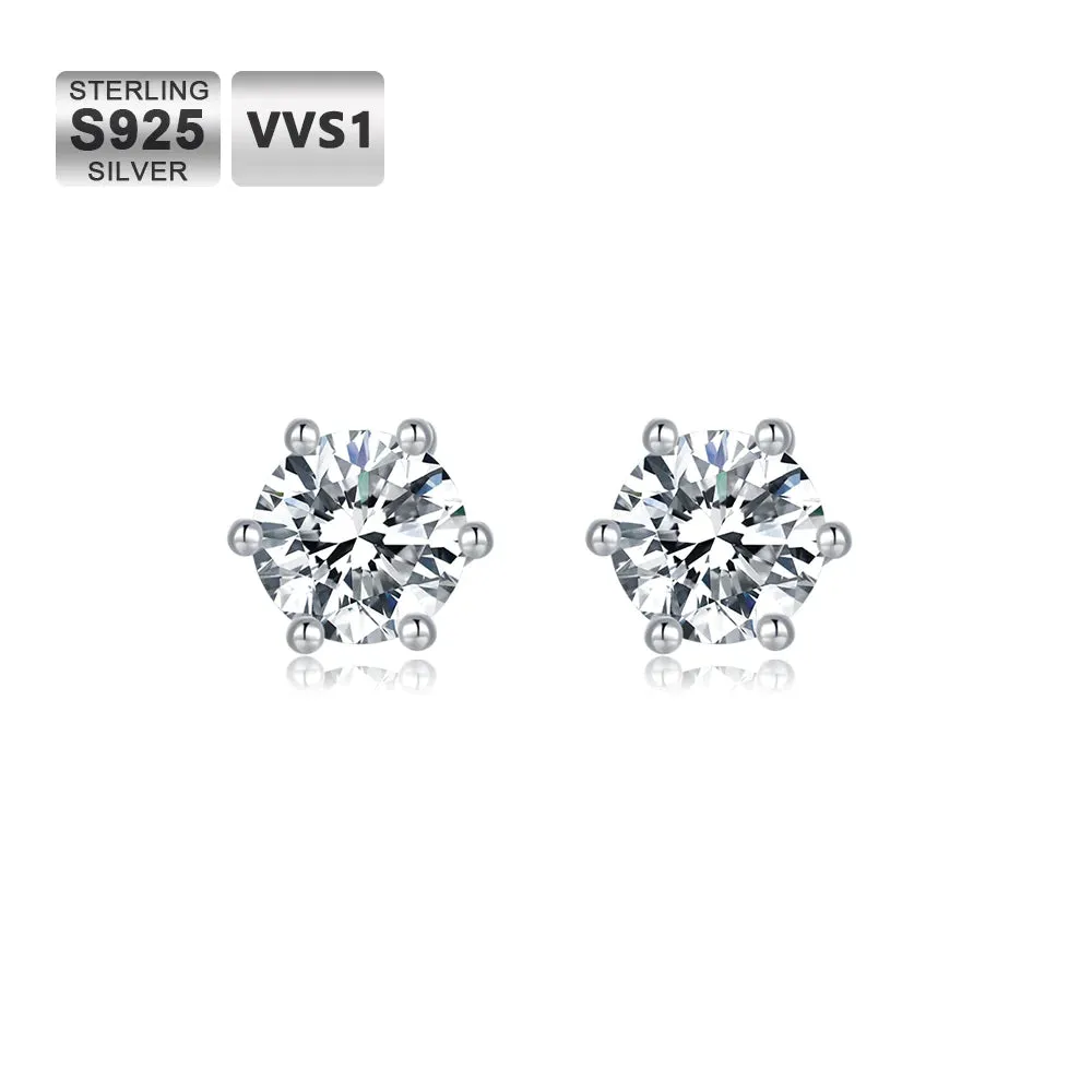 S925 Moissanite Diamond Studs Earrings - 6.0 Carat