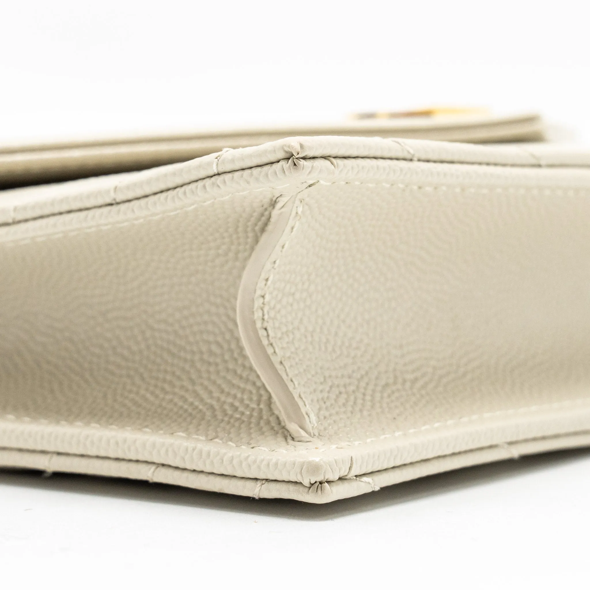 Saint Laurent envelope chain wallet grained calfskin cream soft GHW