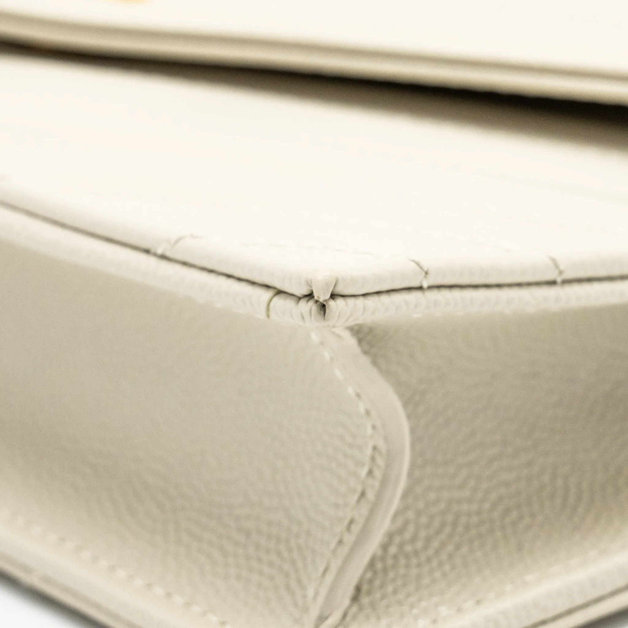 Saint Laurent envelope chain wallet grained calfskin cream soft GHW