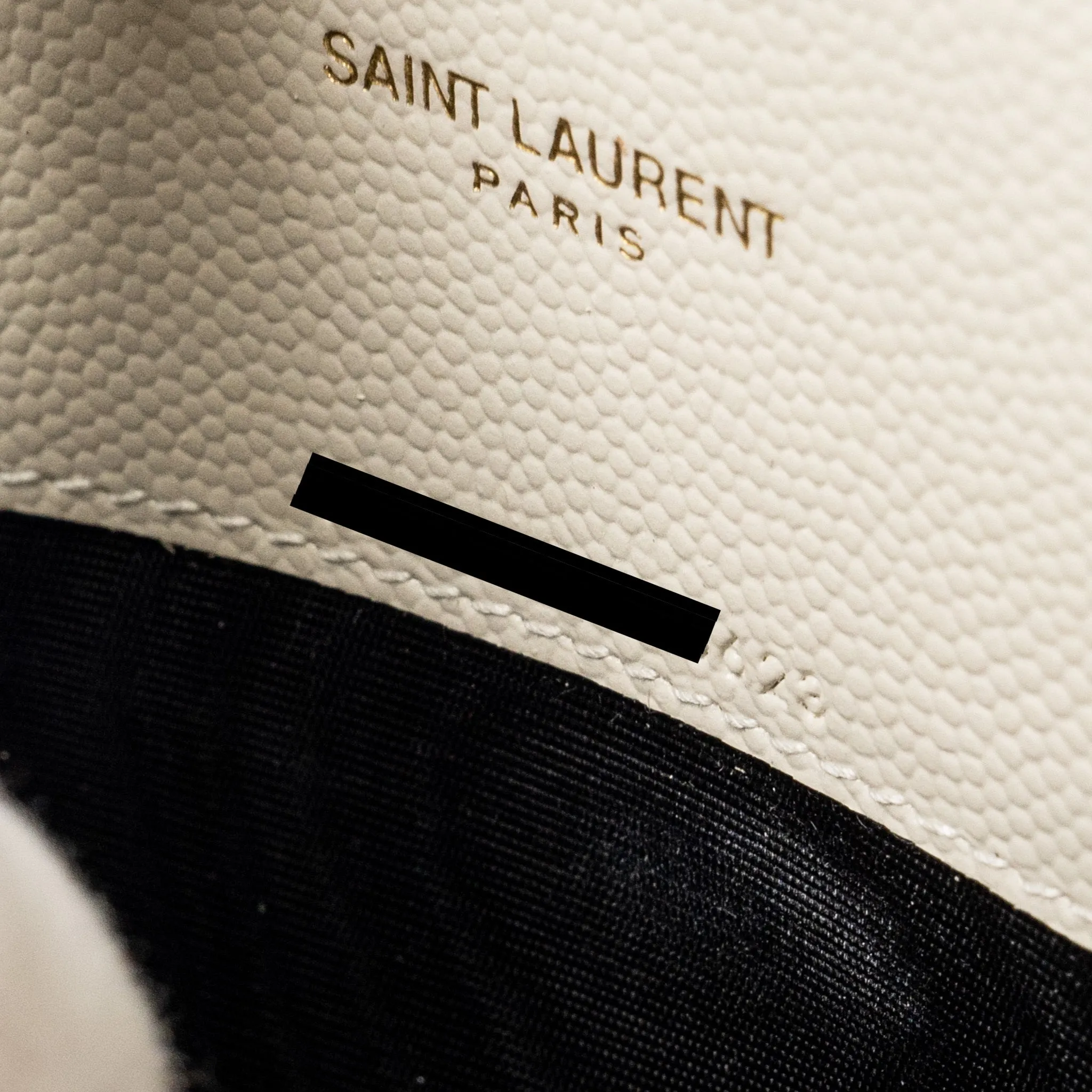 Saint Laurent envelope chain wallet grained calfskin cream soft GHW