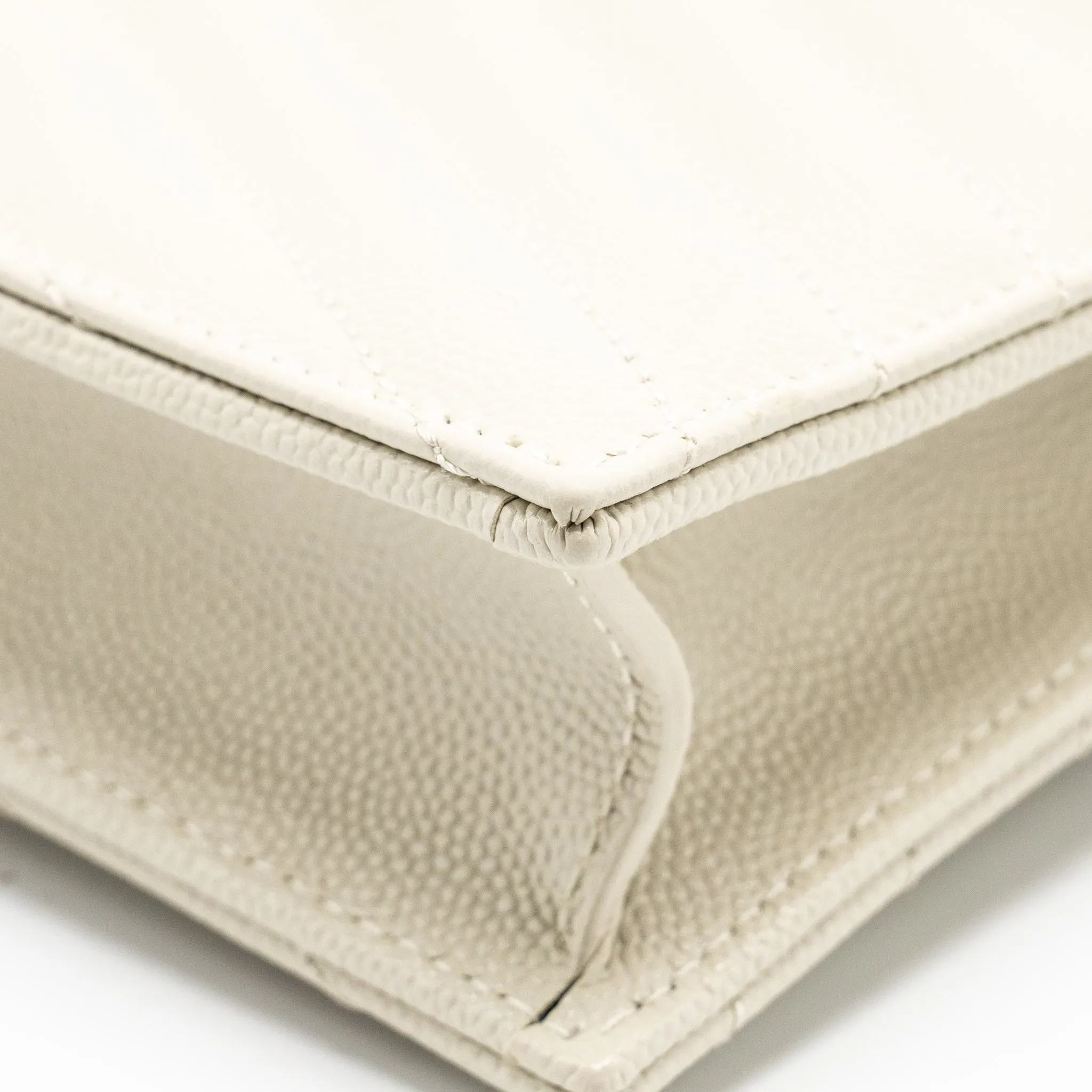 Saint Laurent envelope chain wallet grained calfskin cream soft GHW