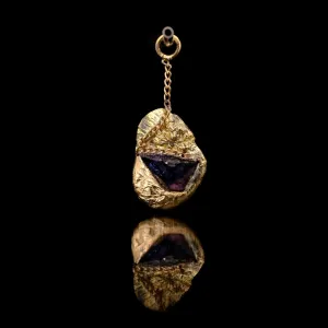 Sapphire in Molten Gold - 14k Yellow Gold - Charm