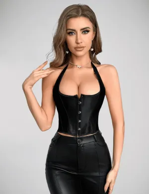Scandals Corset Halter Top - Sexy and Stylish Ribbon Tie Design | Flattering Shape | Wardrobe Essential