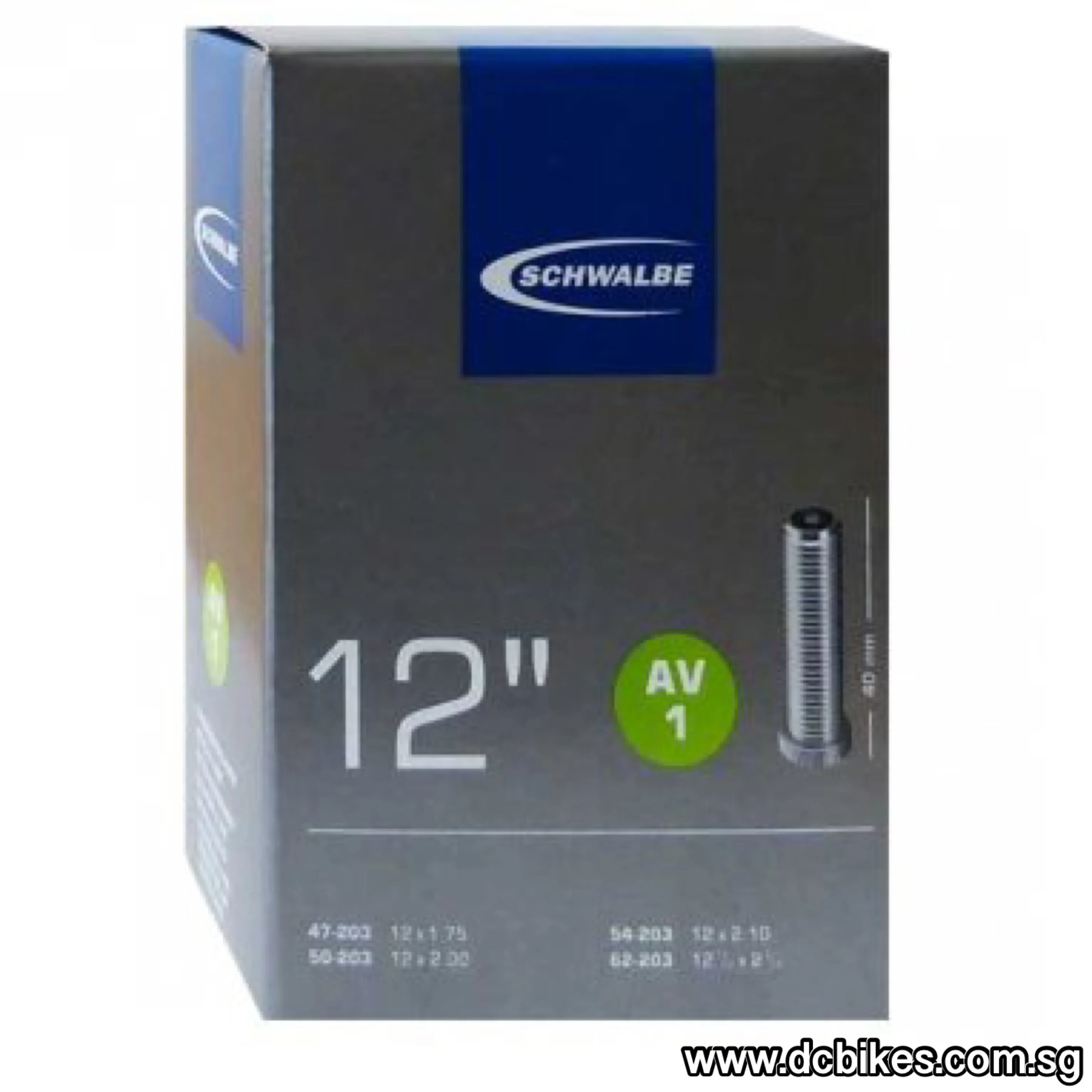 Schwalbe 12 Inch Kids Bicycle Escooter Curve Schrader Presta Inner Tube SV1 AV1 AV2