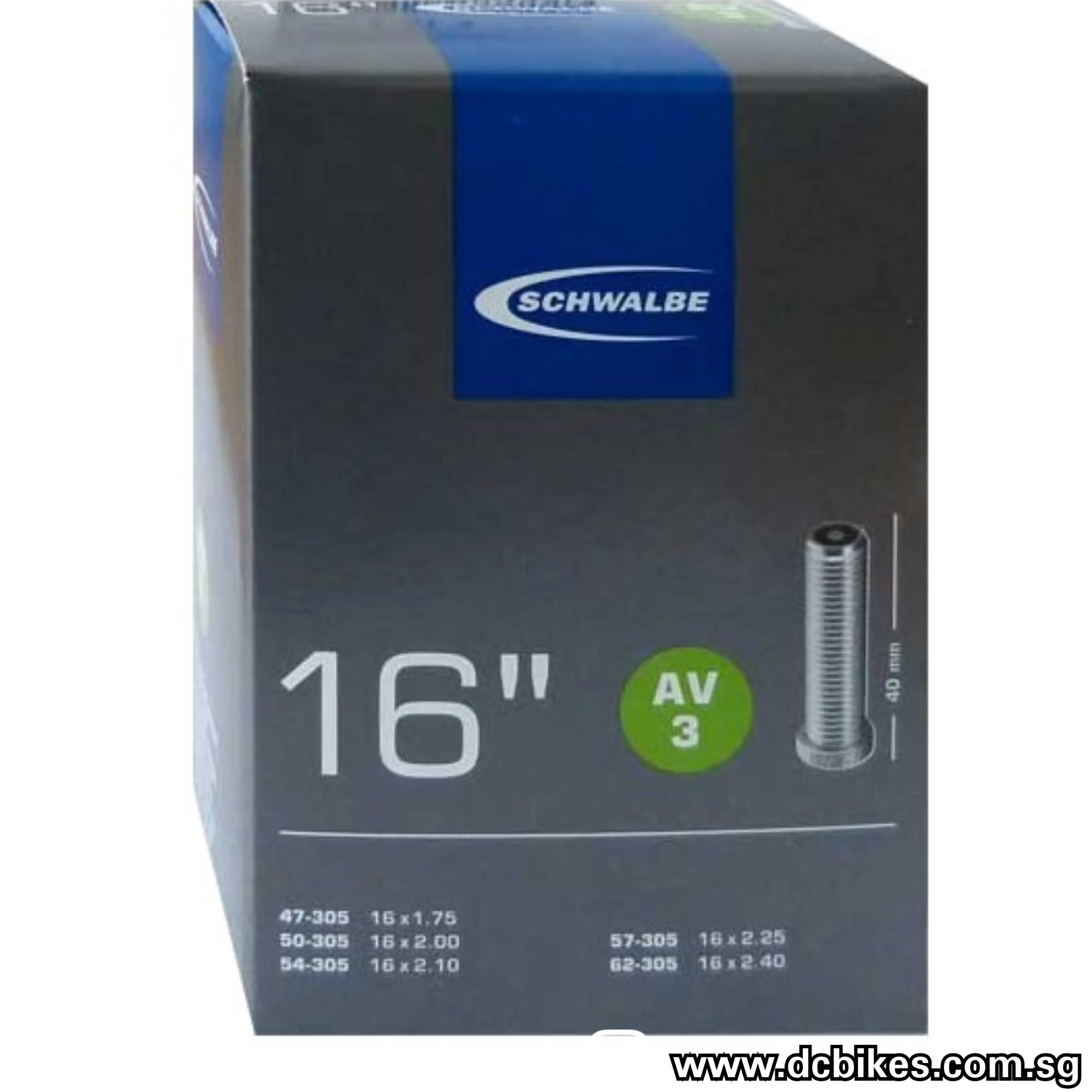 Schwalbe 16" X 1.75 - 2.4 40mm Presta | Schrader Inner Tube SV3 AV3 Etrto 305