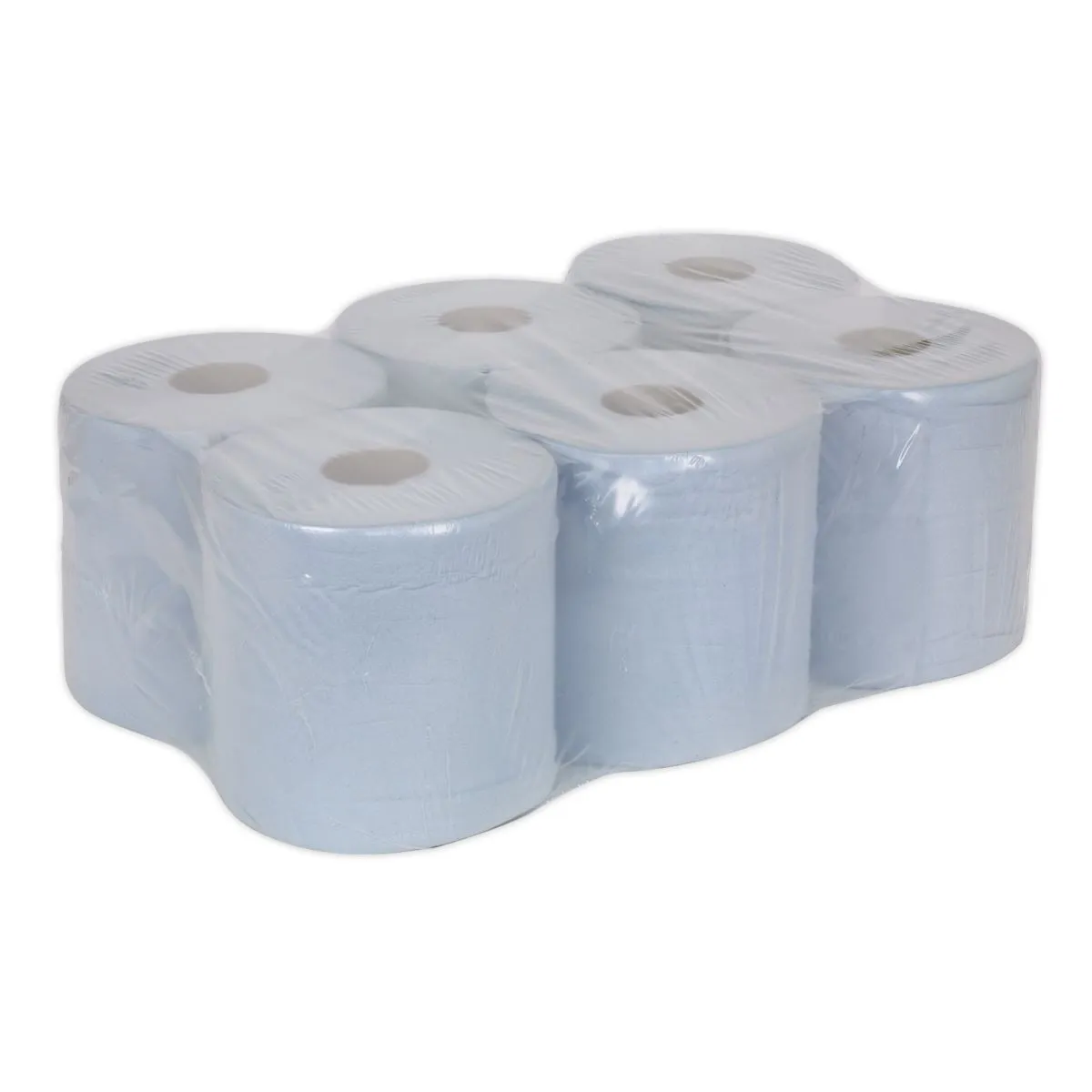 Sealey Paper Roll Blue 2-Ply Embossed 150m Pack of 6