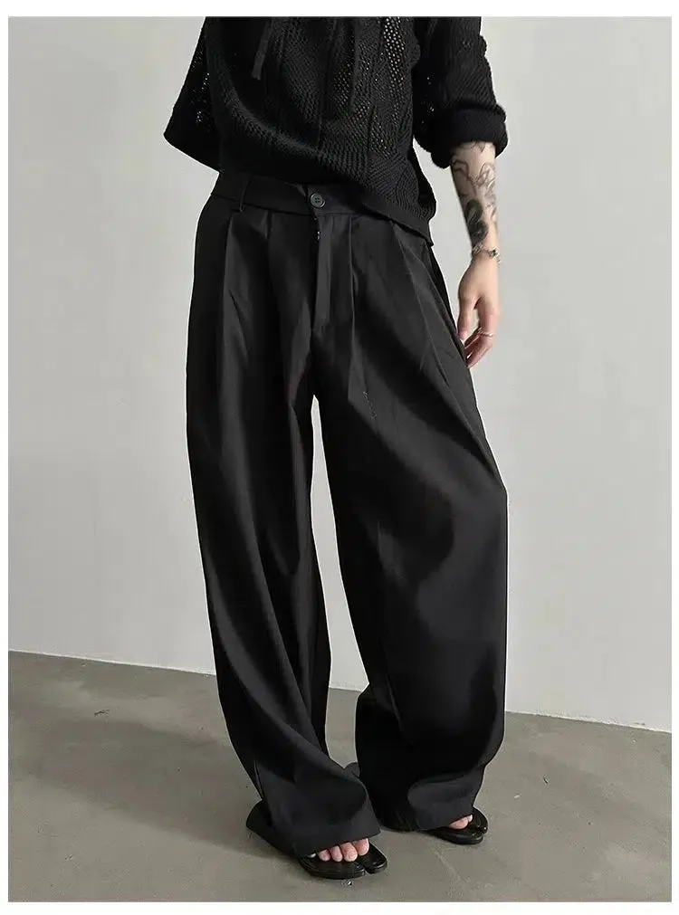 Semi-Elastic Floor-Length Casual Pants