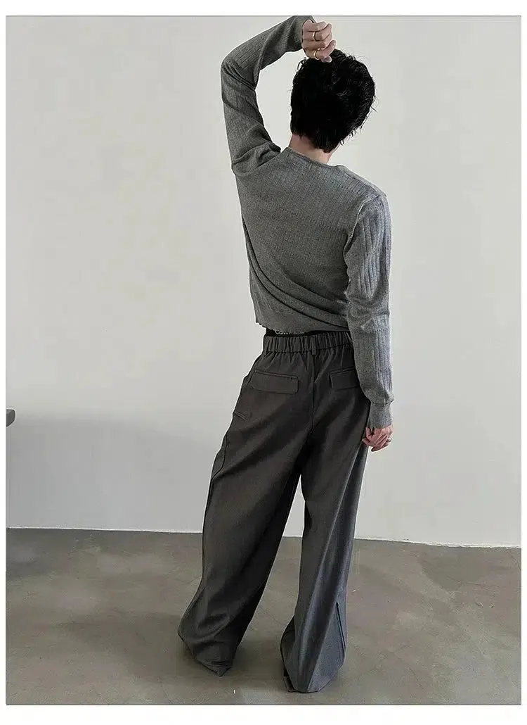 Semi-Elastic Floor-Length Casual Pants