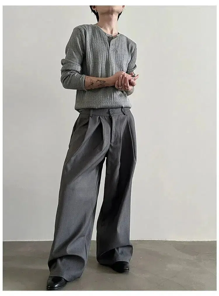 Semi-Elastic Floor-Length Casual Pants