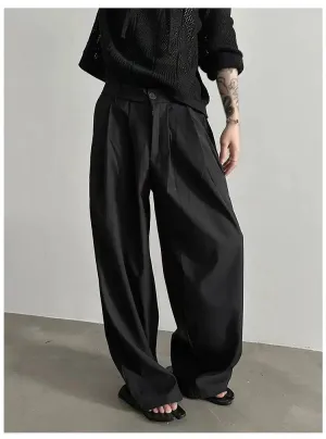 Semi-Elastic Floor-Length Casual Pants