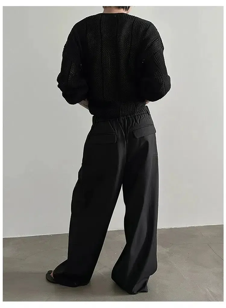 Semi-Elastic Floor-Length Casual Pants