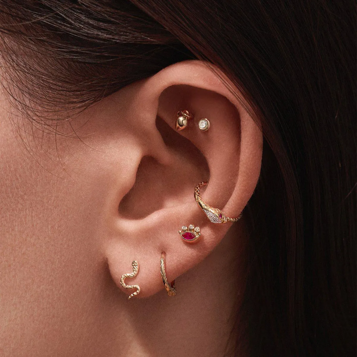 Serpent Stud, Gold
