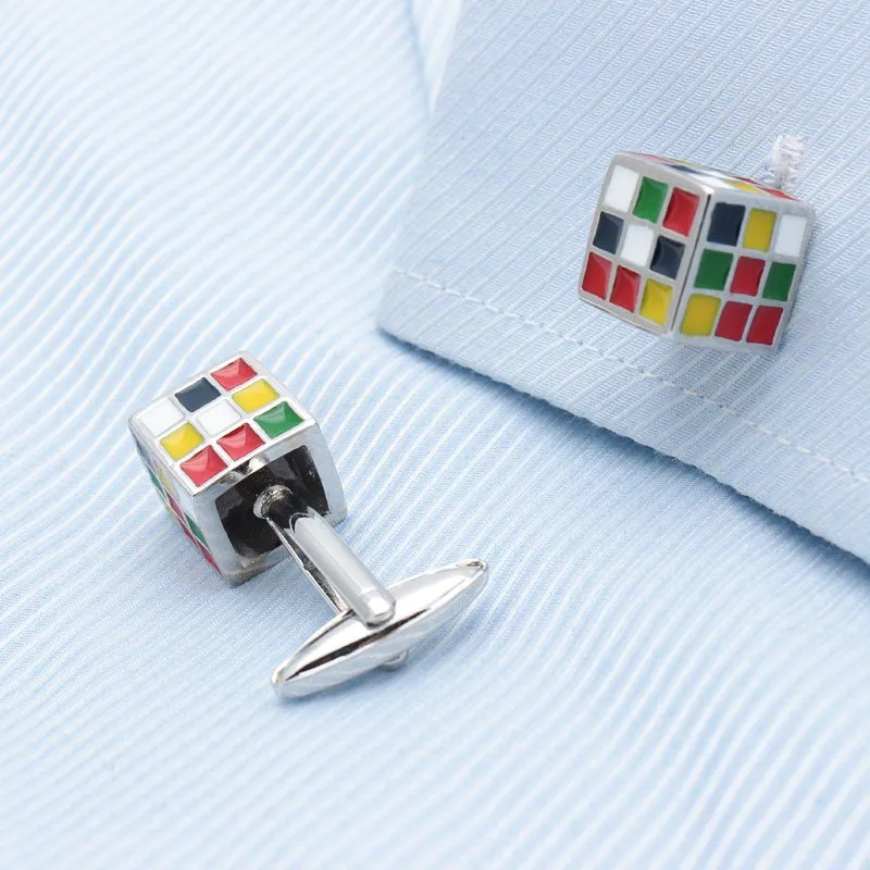 Silver Bold Rubik's Cube Cuff Links