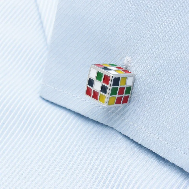 Silver Bold Rubik's Cube Cuff Links