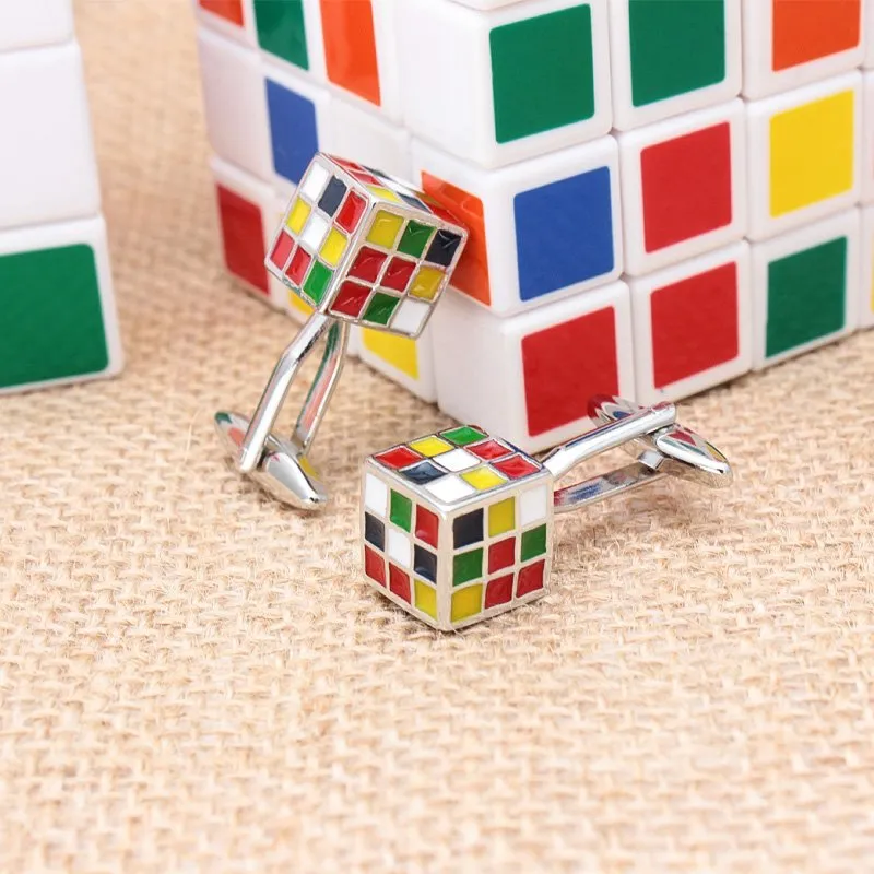 Silver Bold Rubik's Cube Cuff Links