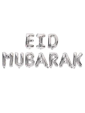 Silver 'Eid Mubarak' Foil Letter Balloons
