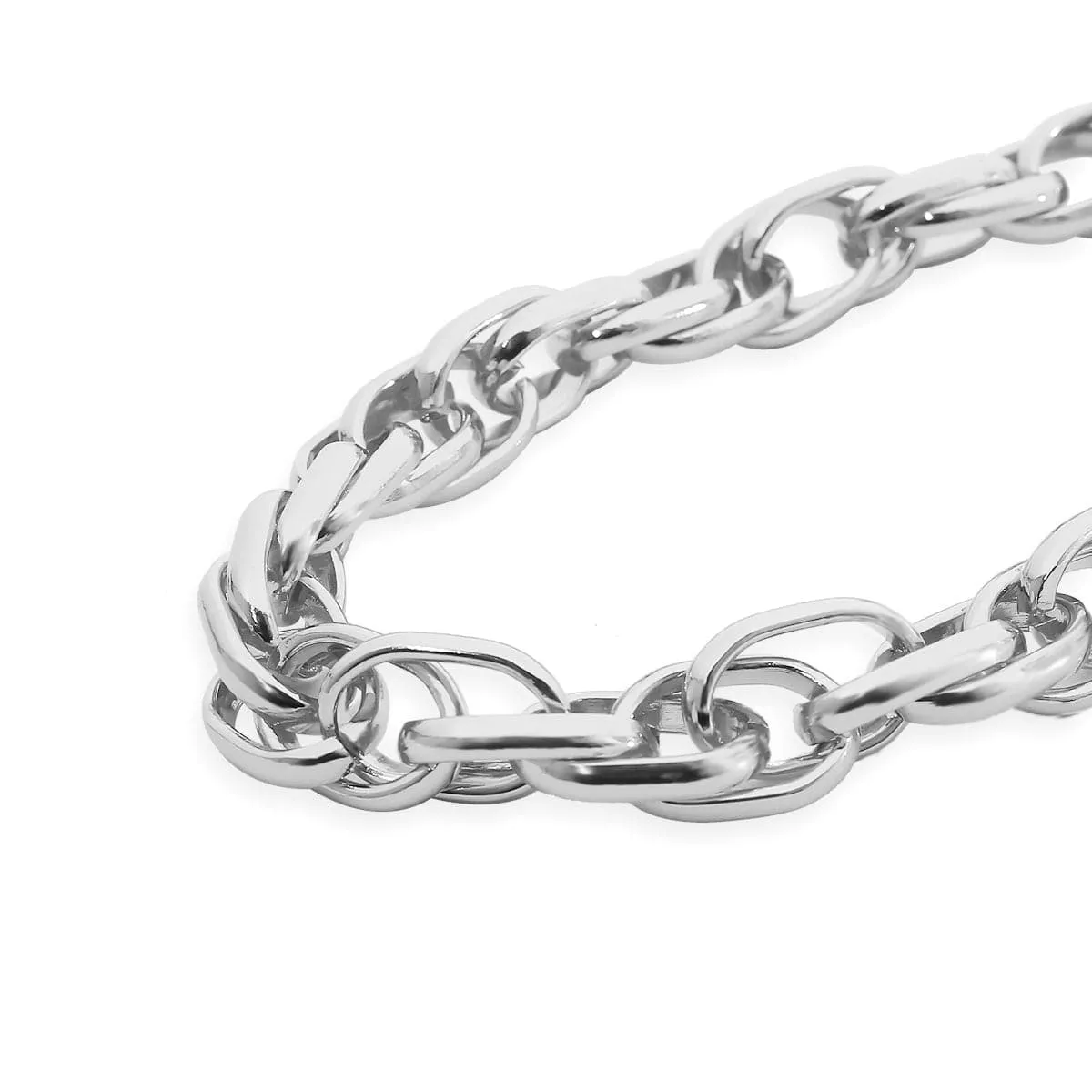 Silver-Plated Crossing Chain Choker Necklace