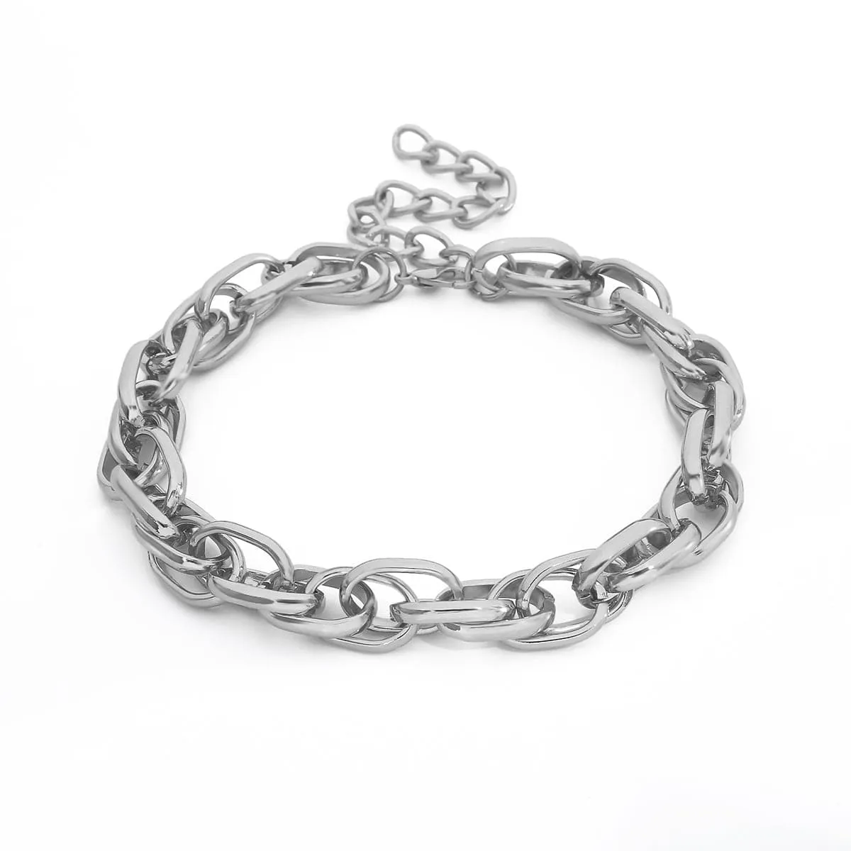 Silver-Plated Crossing Chain Choker Necklace