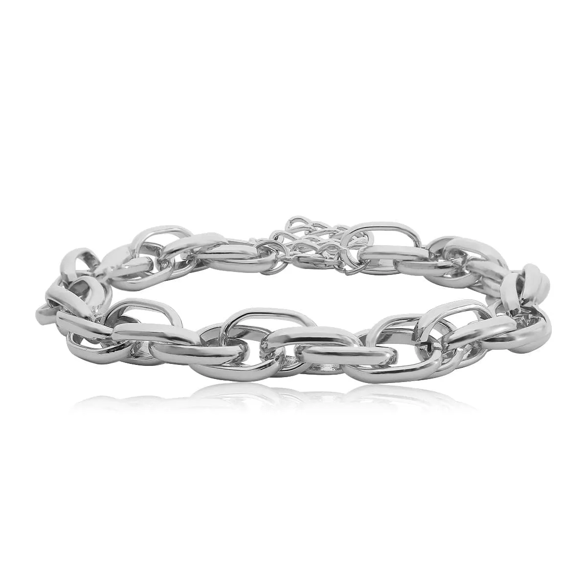 Silver-Plated Crossing Chain Choker Necklace