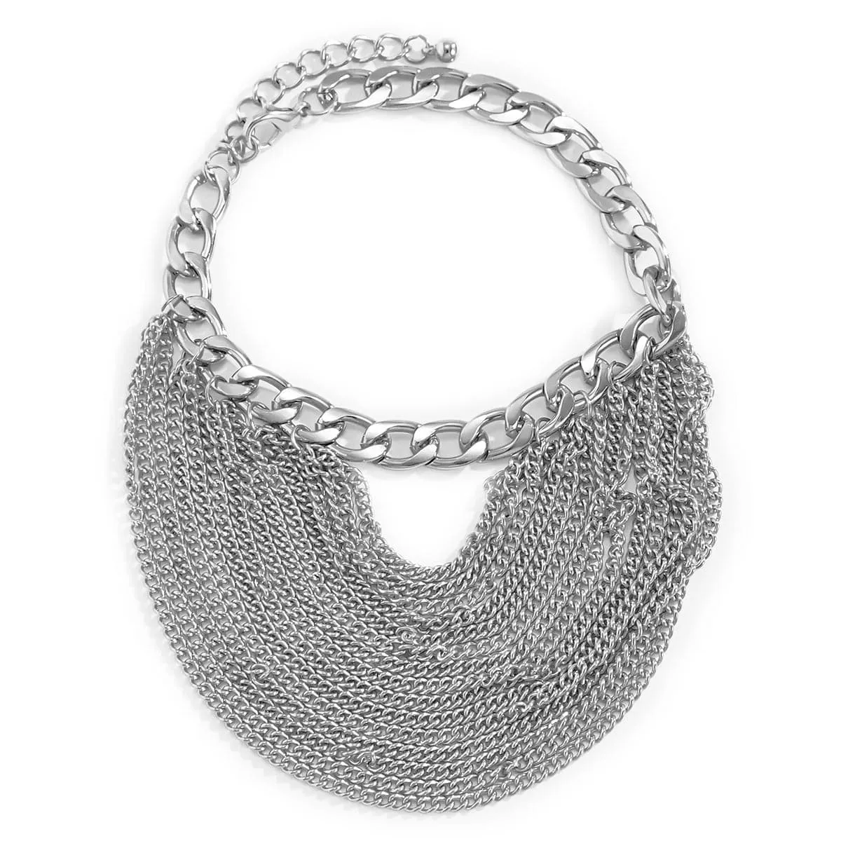 Silver-Plated Figaro Layered Tassel Anklet