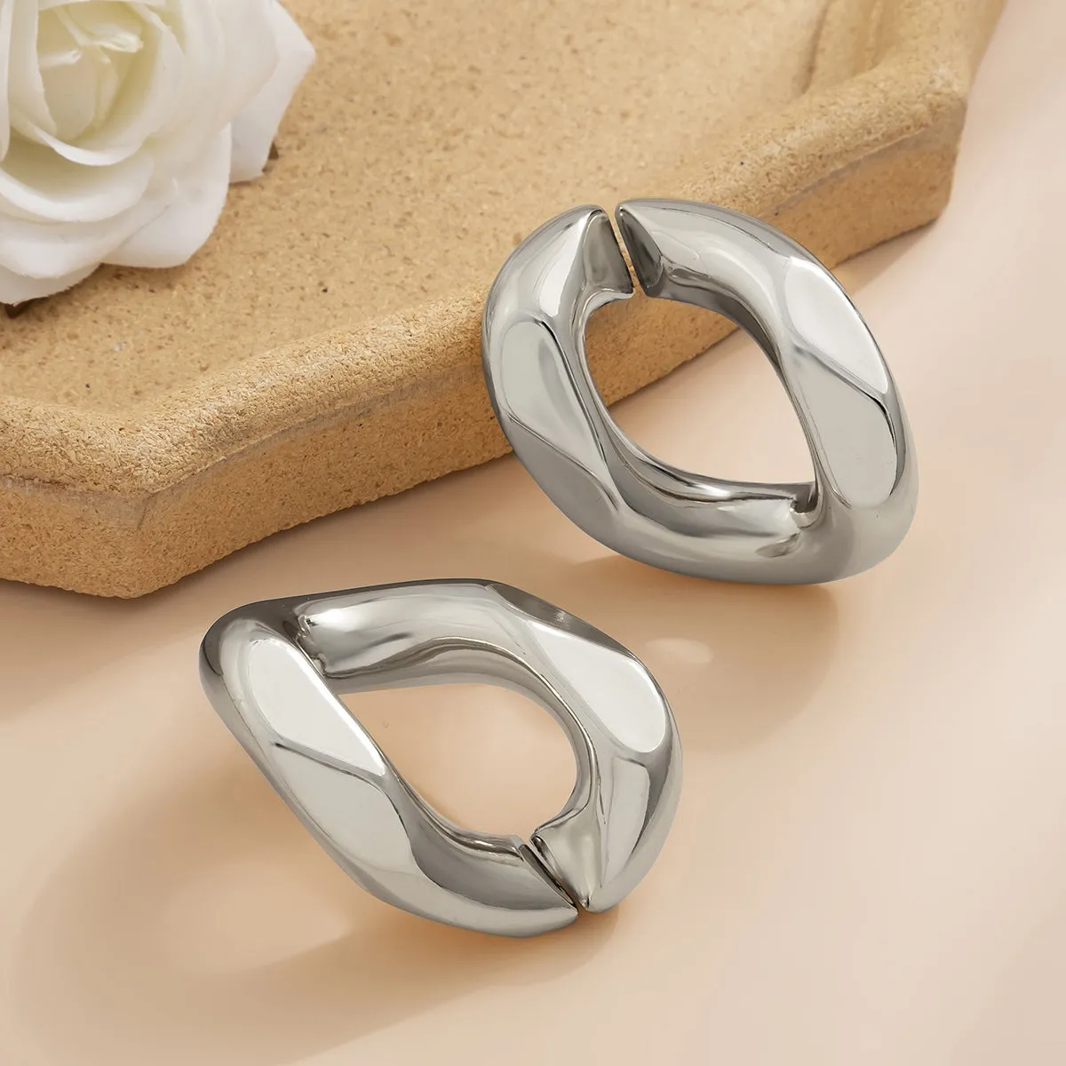 Silver-Plated Twisted Stud Earring