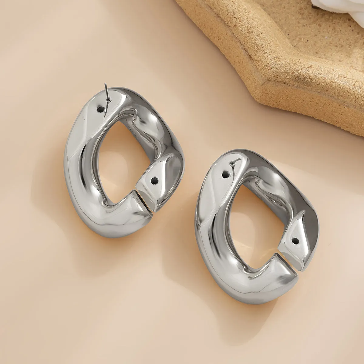 Silver-Plated Twisted Stud Earring