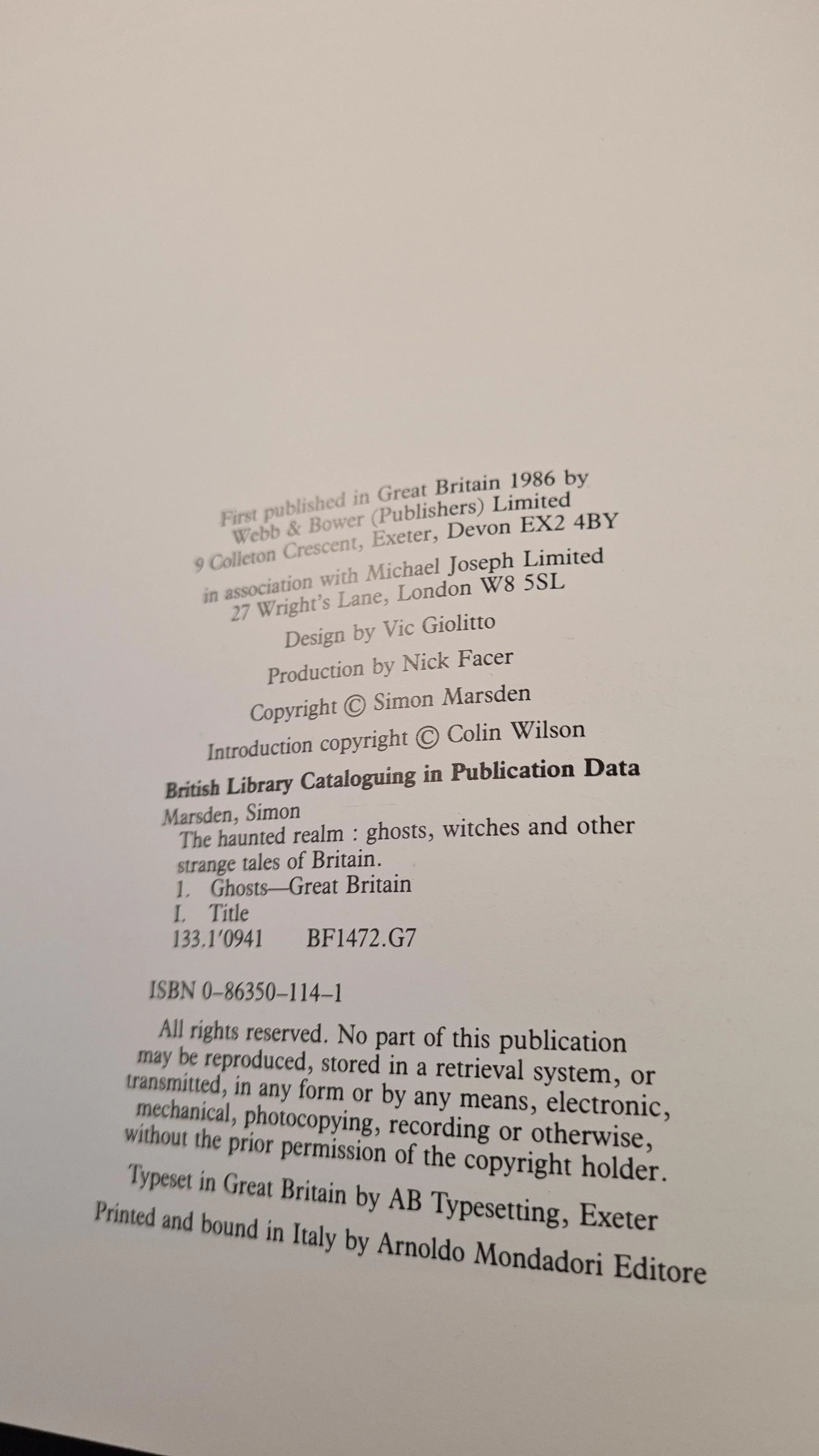 Simon Marsden - The Haunted Realm, Webb & Bower, 1986