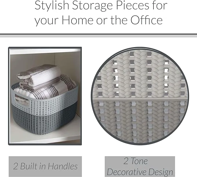 Simplify Small 2-Tone Decorative Storage Basket - Grey