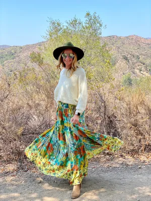 SK22 BRIGHT FLOWER MAXI SKIRT