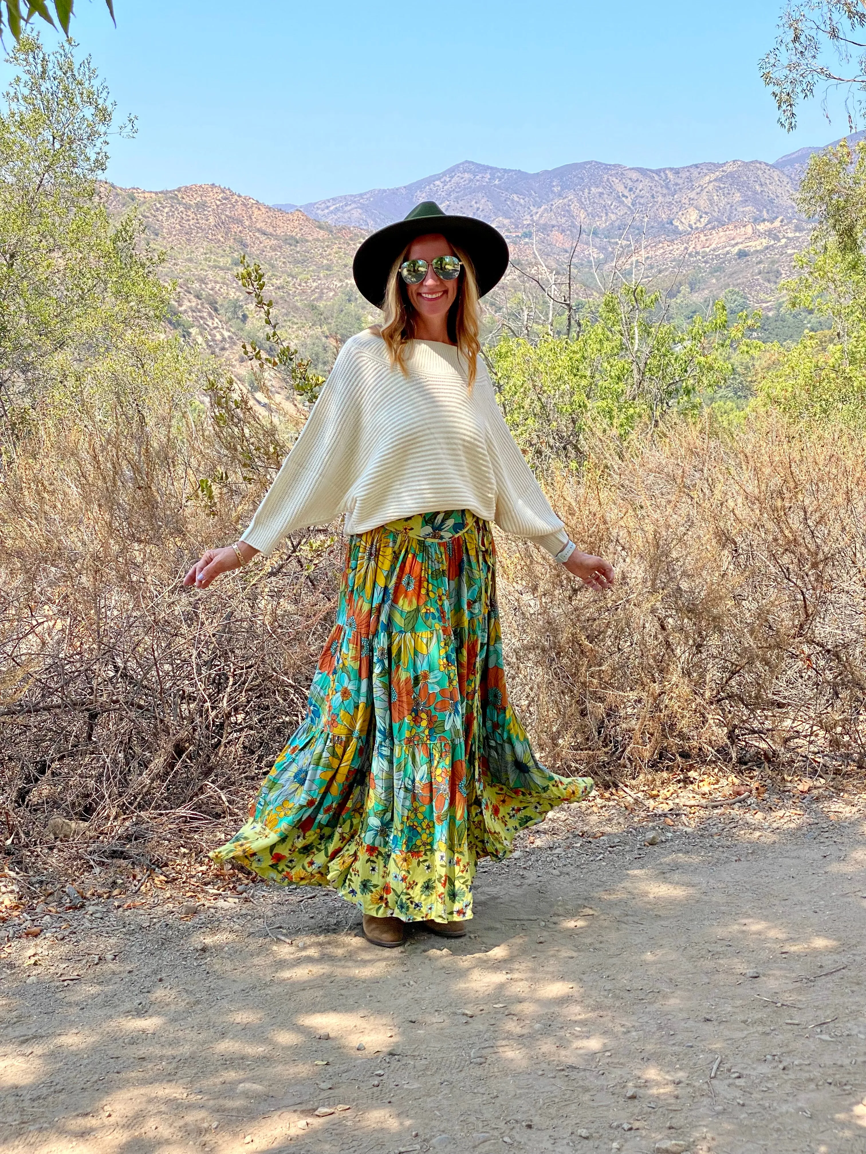 SK22 BRIGHT FLOWER MAXI SKIRT
