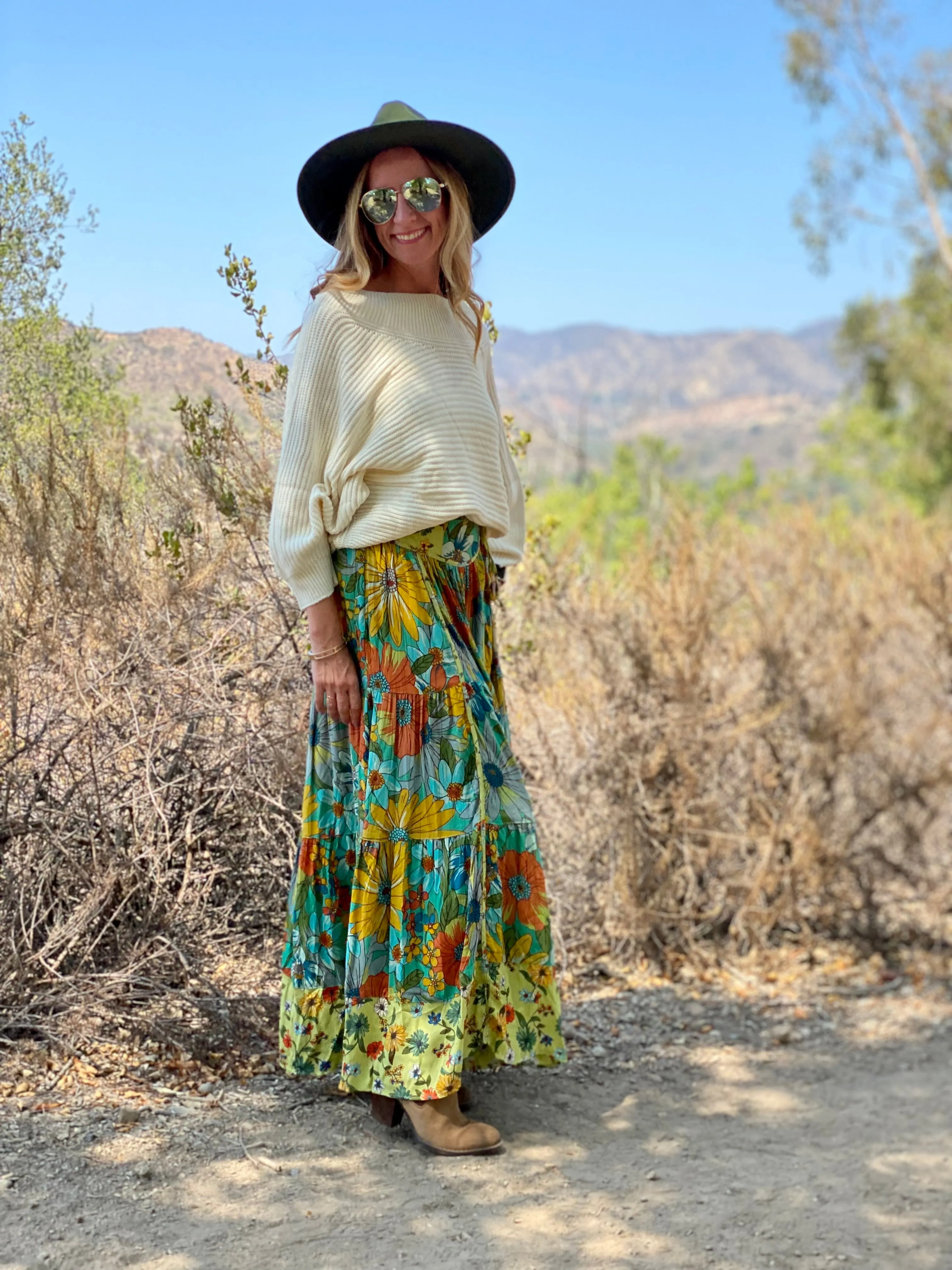 SK22 BRIGHT FLOWER MAXI SKIRT