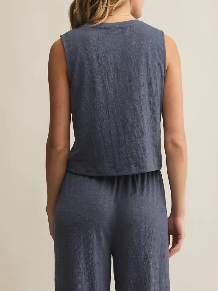 Sloane Textured Top - Worn Blue